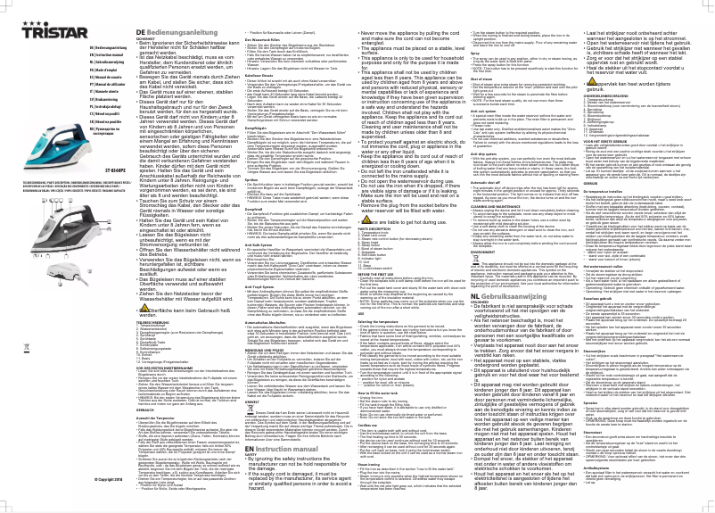 Page 1 de la notice Manuel utilisateur TriStar ST-8360PE