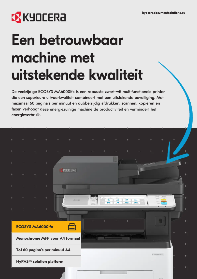 Page 1 de la notice Fiche technique Kyocera ECOSYS PA6000x