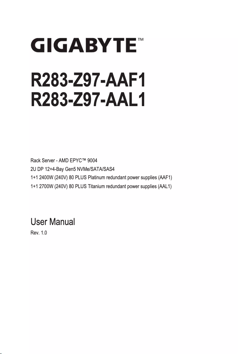 Image de la première page du manuel de l'appareil R283-Z97