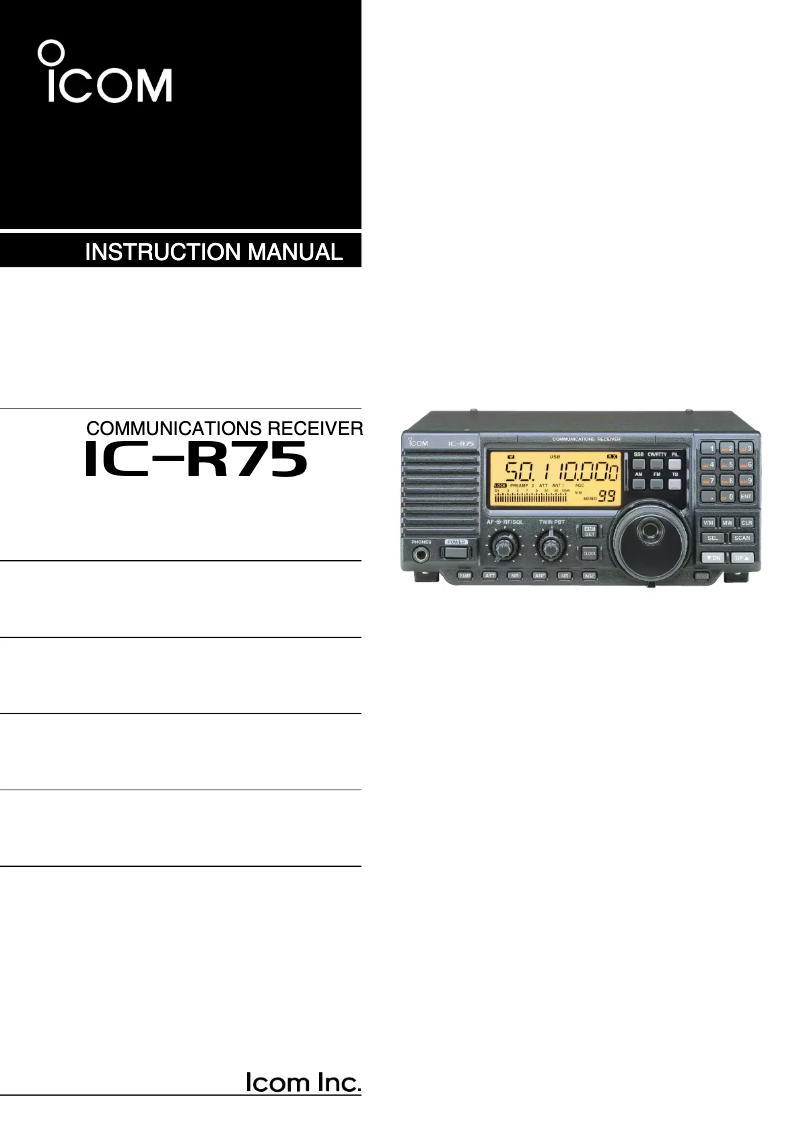 Image de la première page du manuel de l'appareil IC-R75