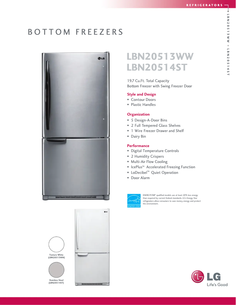 Page n°1 - Fiche technique LG LBN20514ST