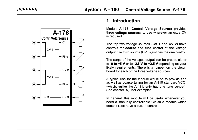 Page 1 de la notice Manuel utilisateur Doepfer A-176