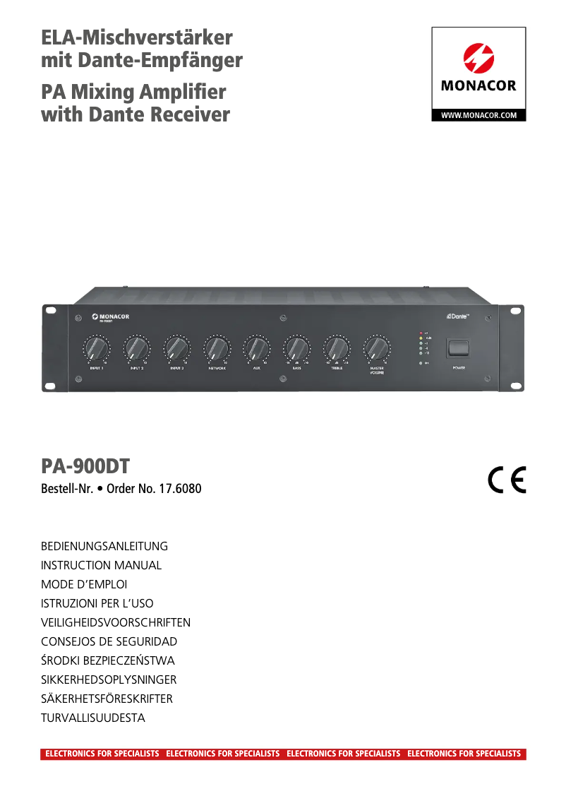 Image de la première page du manuel de l'appareil PA-900DT