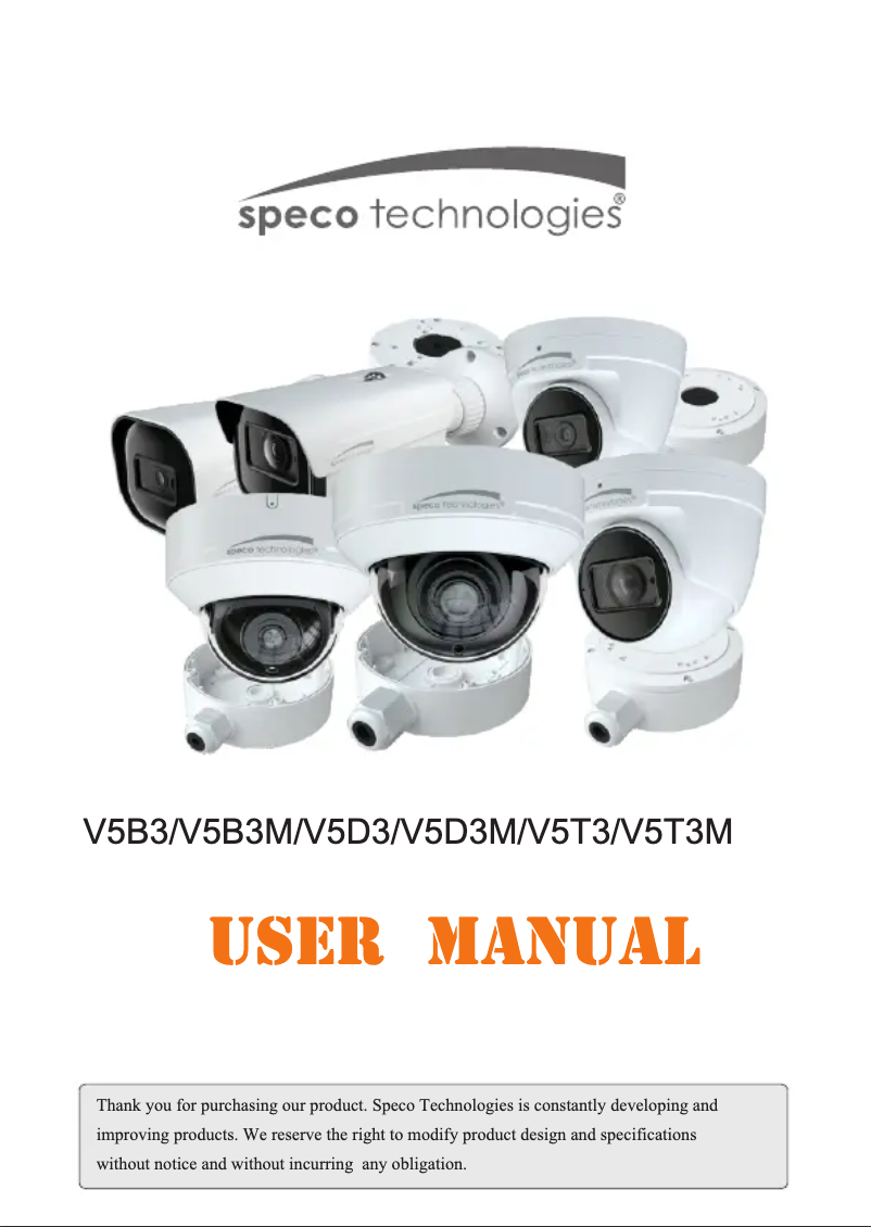 Page 1 de la notice Manuel utilisateur Speco Technologies V5T3M