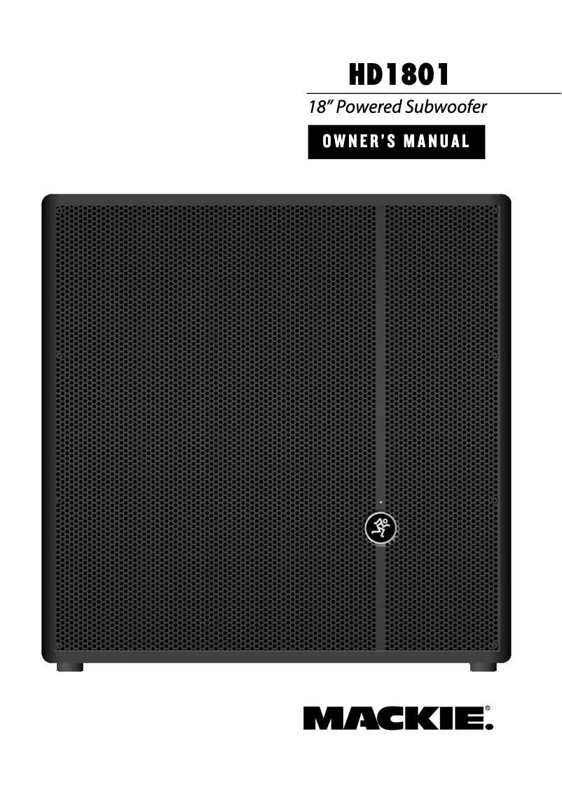 Page 1 de la notice Manuel utilisateur Mackie HD1801