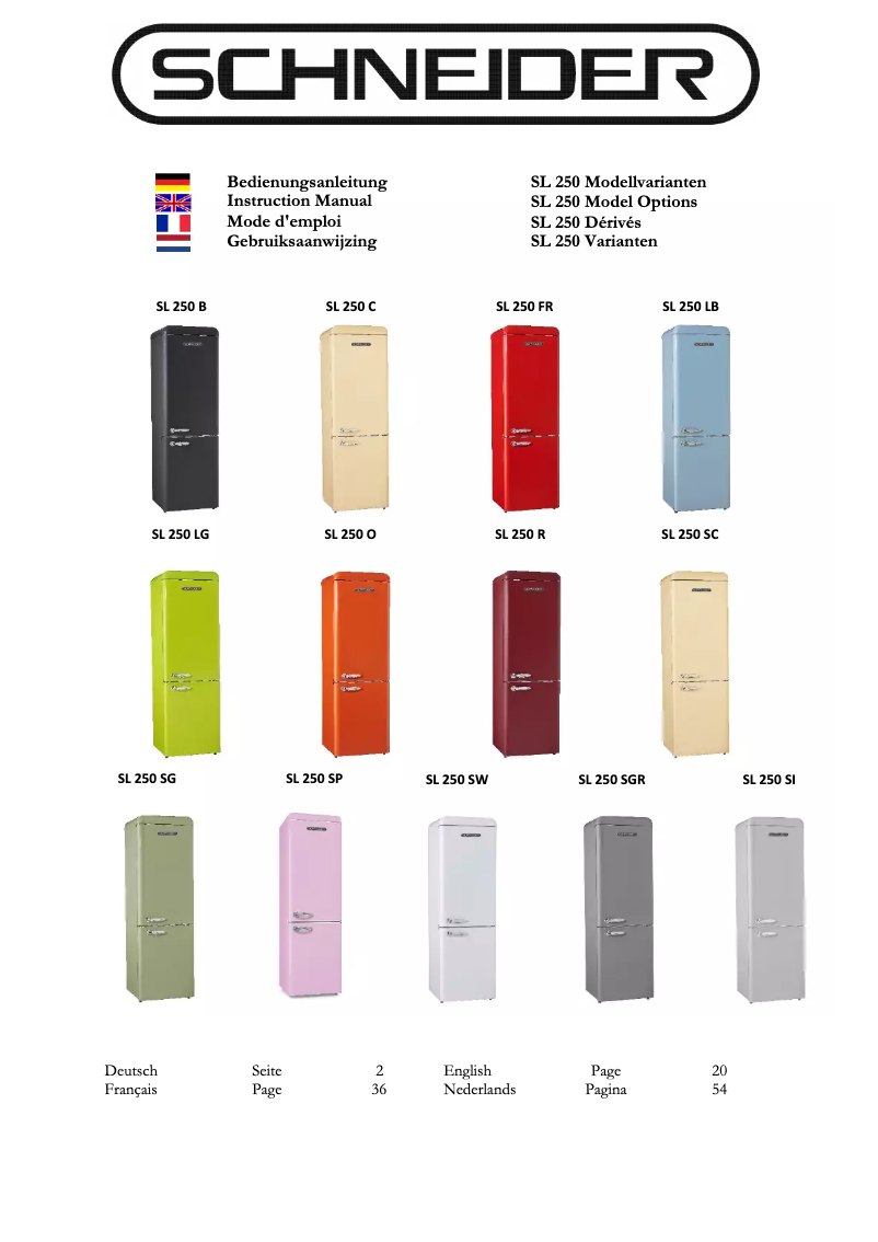 Image de la première page du manuel de l'appareil SL 250 SG-CB A++