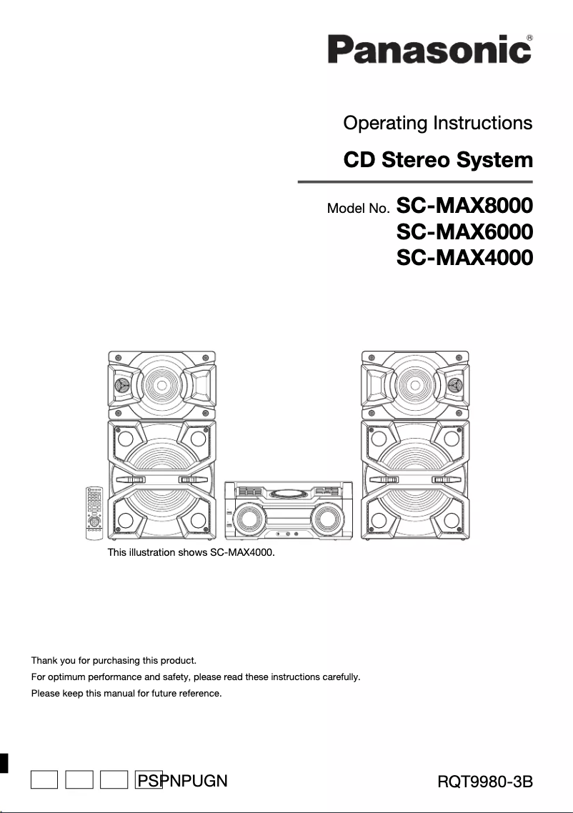 Page n°1 - Manuel utilisateur Panasonic SC-MAX8000