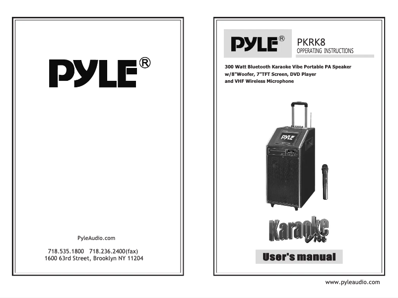Page n°1 - Manuel utilisateur Pyle PKRK8