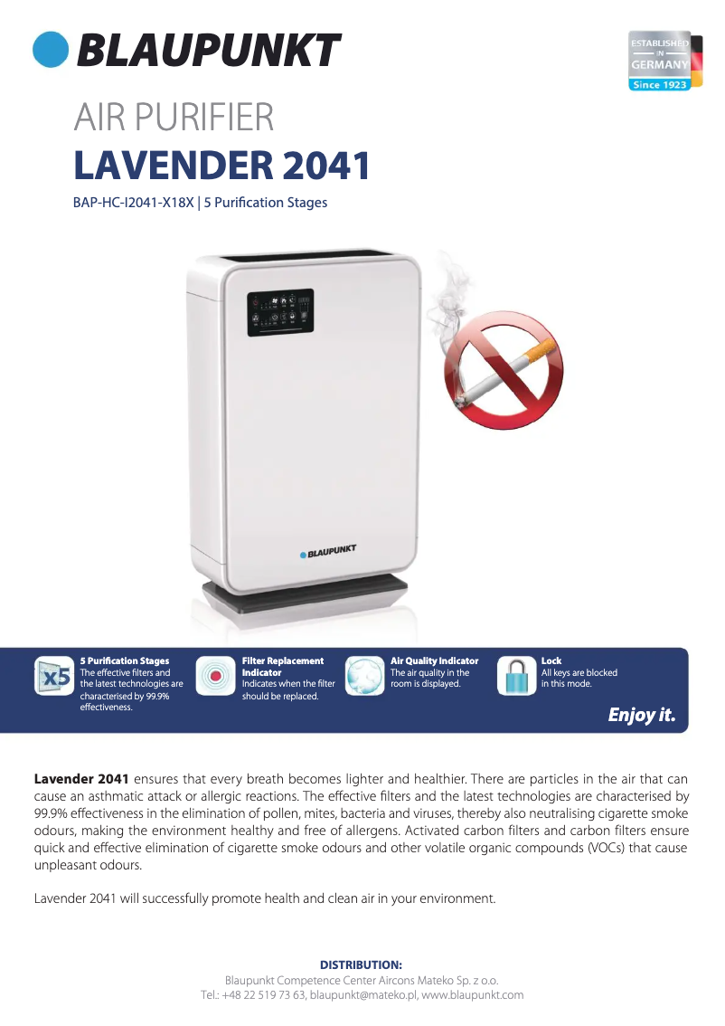 Página 1 del manual Ficha técnica Blaupunkt Lavender 2041