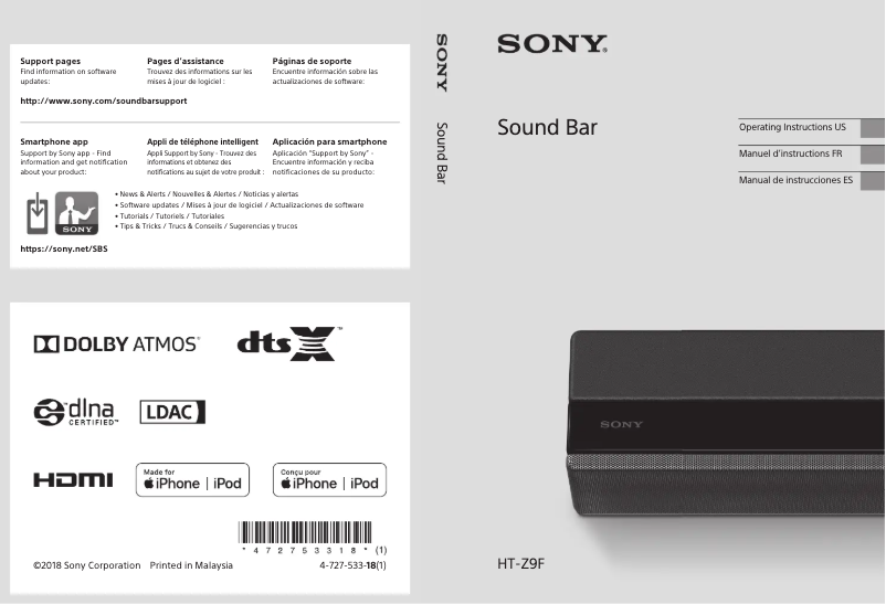 Página 1 del manual Manual de usuario Sony HT-Z9F