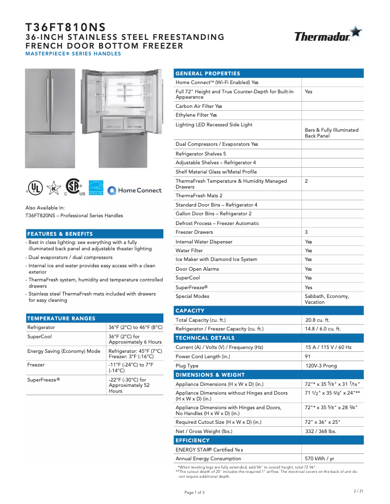 Image de la première page du manuel de l'appareil T36FT810NS