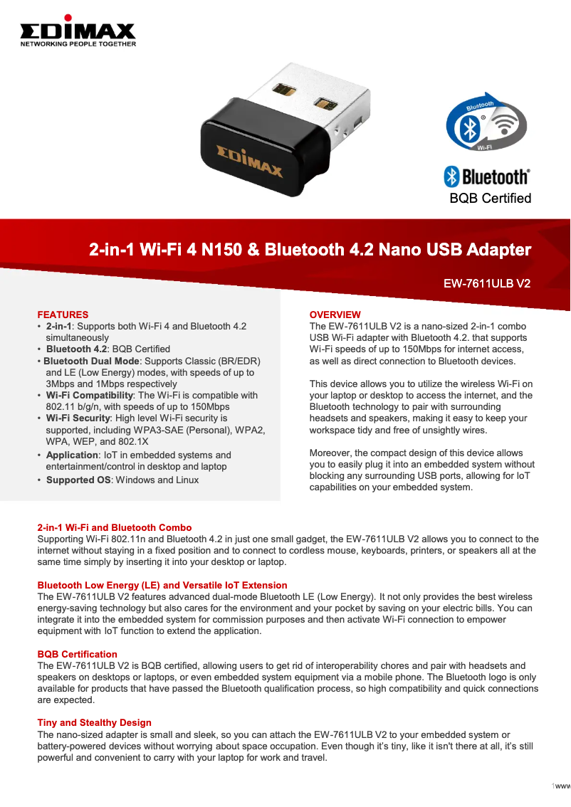 Image de la première page du manuel de l'appareil EW-7611ULB V2