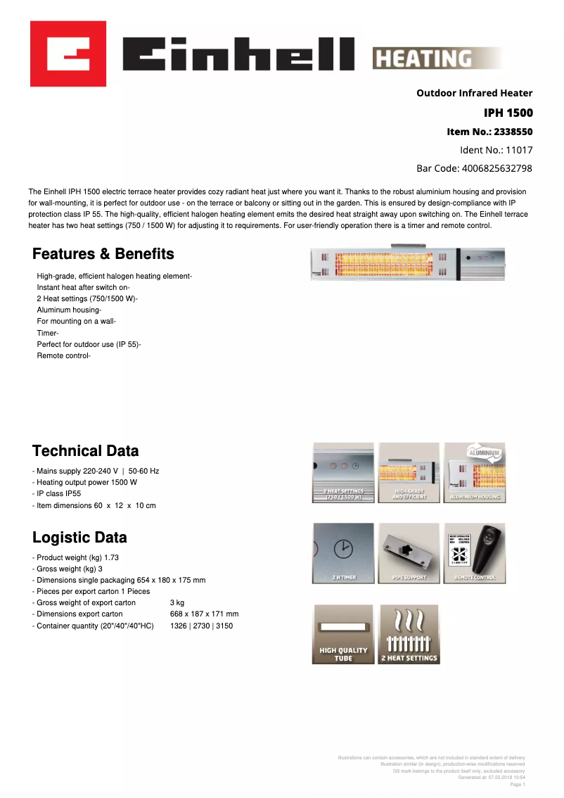 Image de la première page du manuel de l'appareil IPH 1500