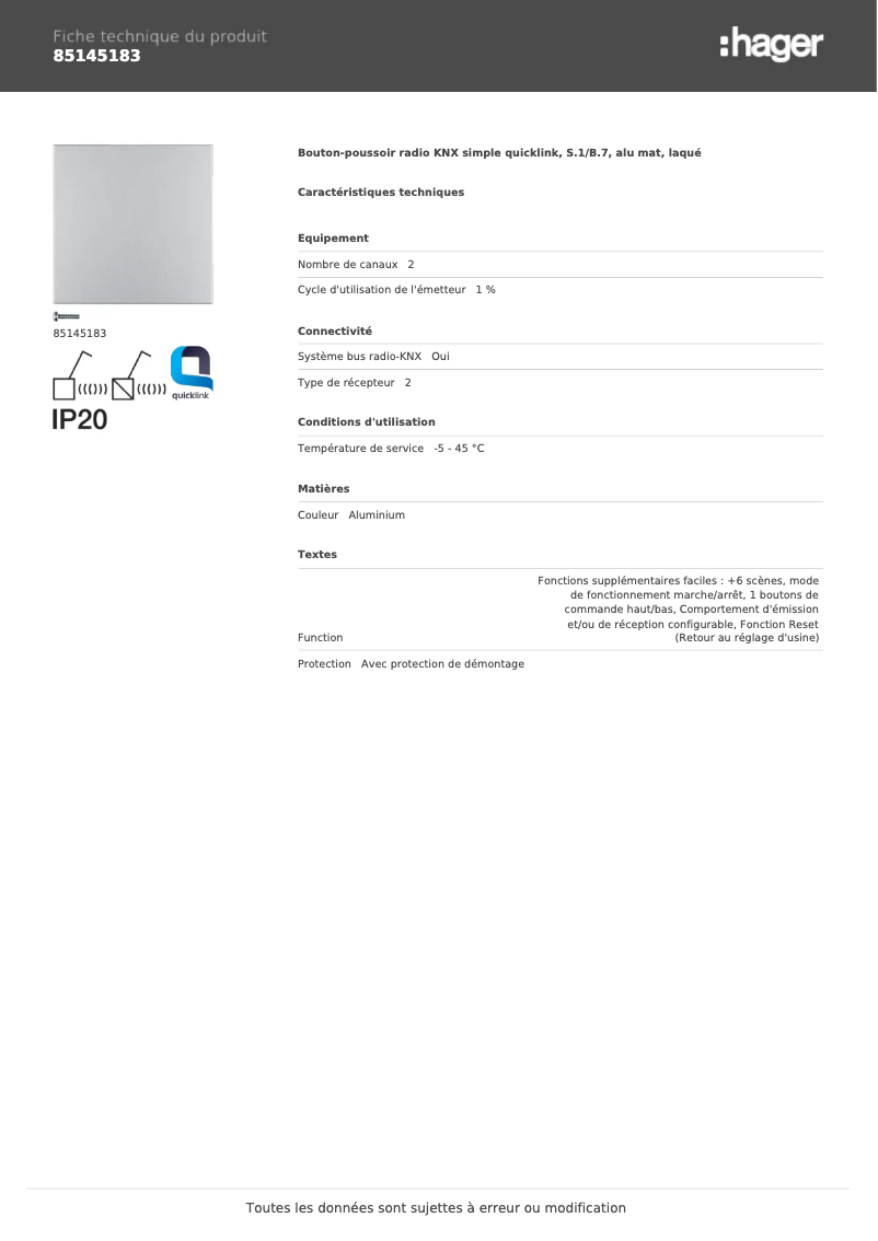 Image de la première page du manuel de l'appareil 85145183