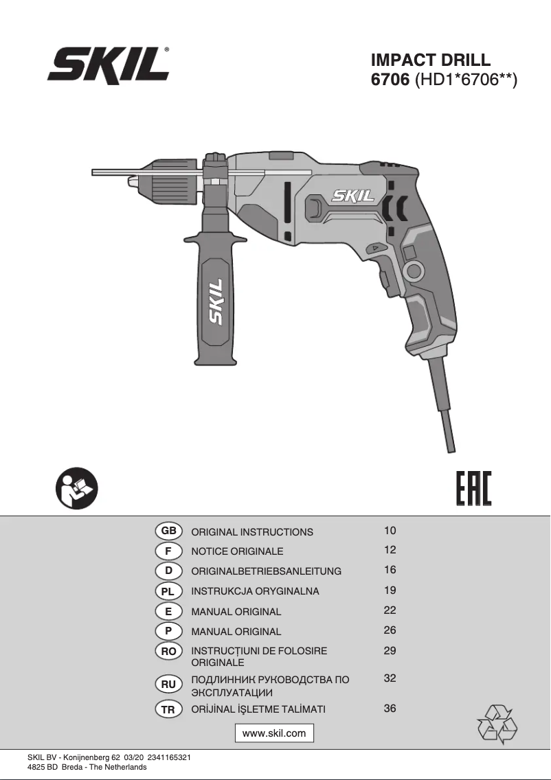 Page 1 de la notice Manuel utilisateur Skil 6725 GB