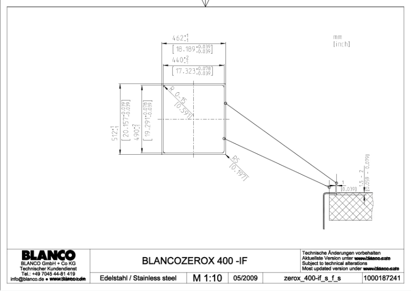 Page 1 de la notice Guide d'installation BLANCO ZEROX400K5