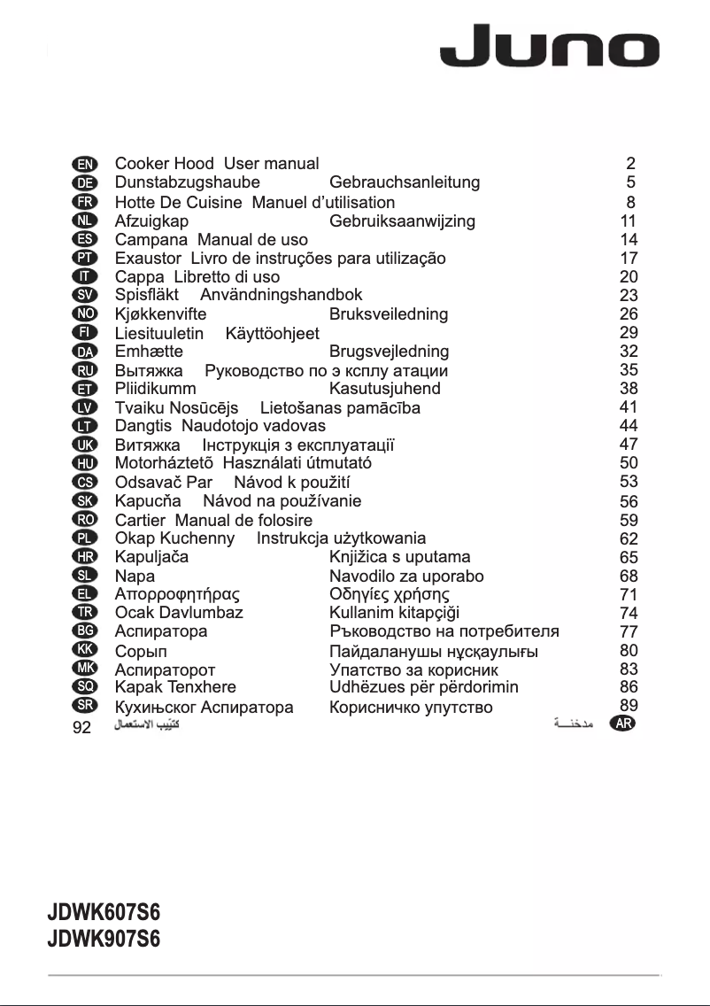 Page 1 de la notice Manuel utilisateur Juno JDWK607S6