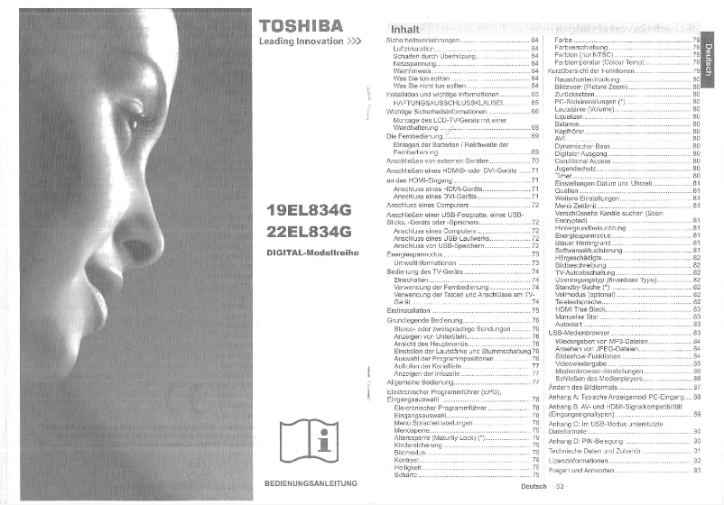 Image de la première page du manuel de l'appareil 22EL834G