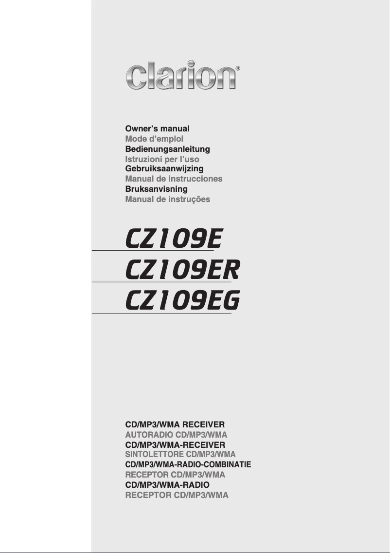 Page n°1 - Manuel utilisateur Clarion CZ109E