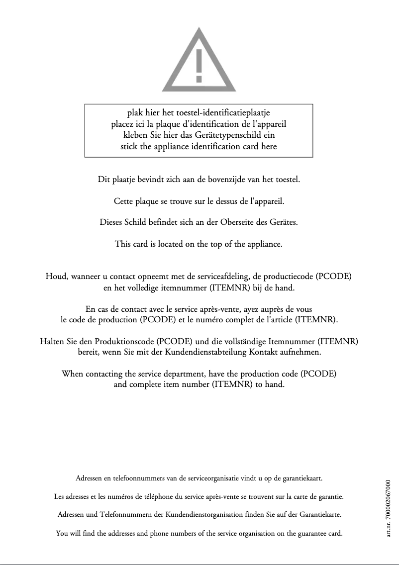 Page n°1 - Manuel utilisateur Atag HI1171M