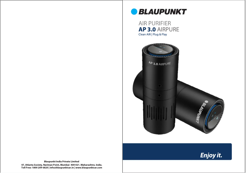 Page 1 de la notice Manuel utilisateur Blaupunkt AP 3.0 AIRPURE