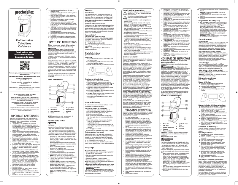 Page 1 de la notice Manuel utilisateur Proctor Silex 43672PS
