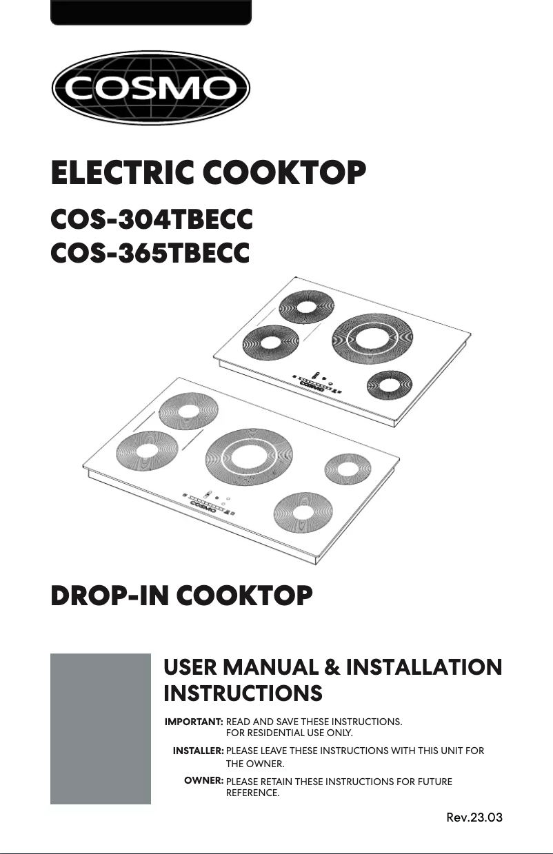 Página 1 del manual Manual de usuario Cosmo COS-304TBECC-PA