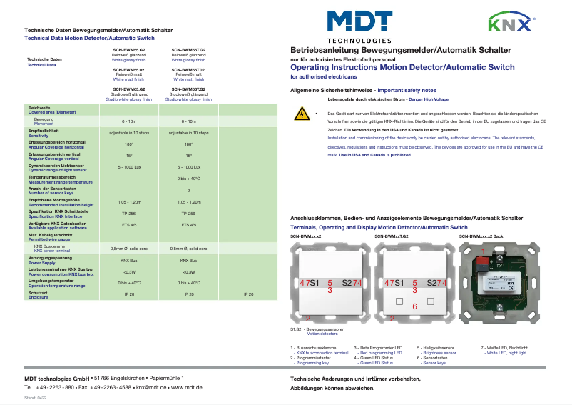Image de la première page du manuel de l'appareil SCN-BWM55.02