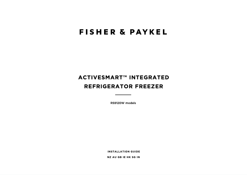 Page 1 de la notice Guide d'installation Fisher & Paykel RS9120WLJ1