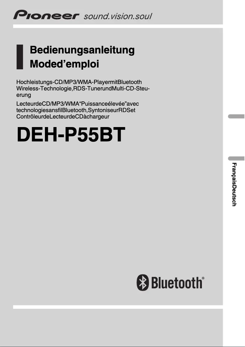 Image de la première page du manuel de l'appareil DEH-P55BT