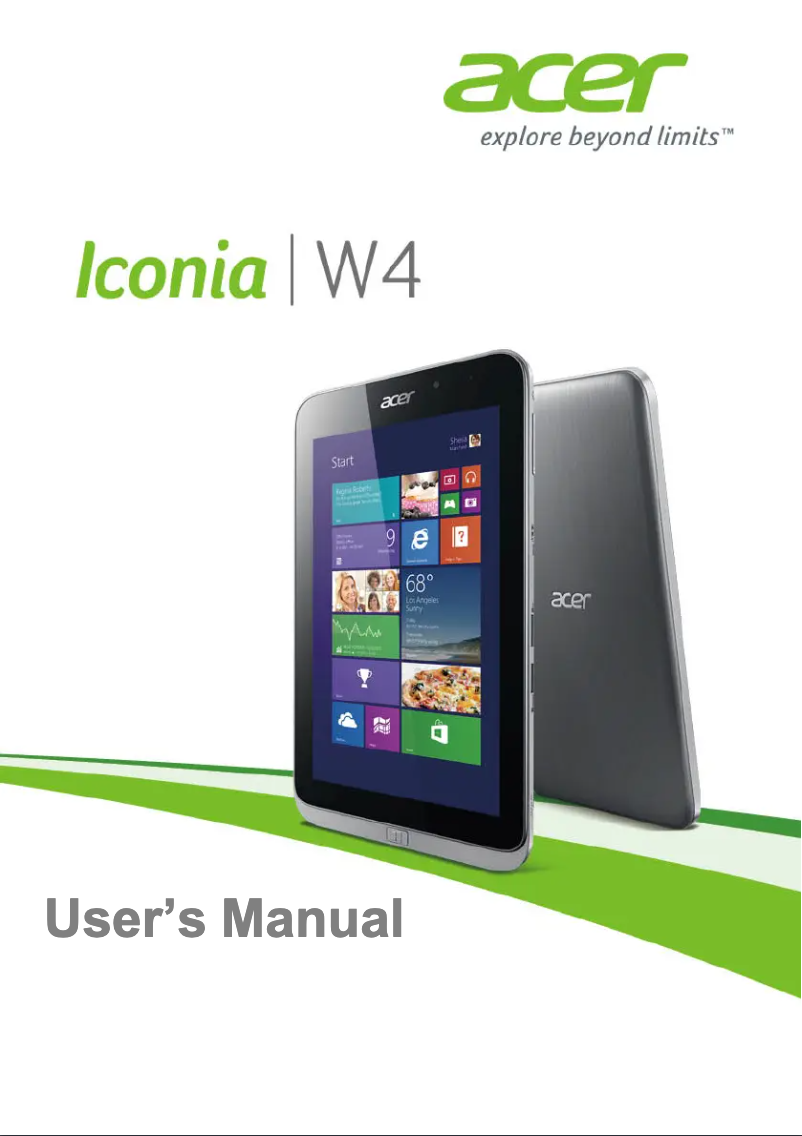 Image de la première page du manuel de l'appareil Iconia Tab W4