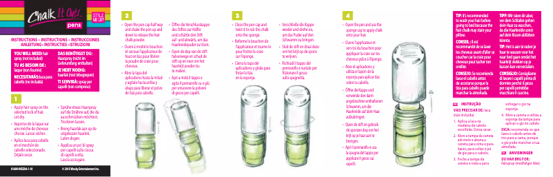 Page 1 de la notice Manuel utilisateur Style Me Up Do it Yourself - Hair Chalk Palette