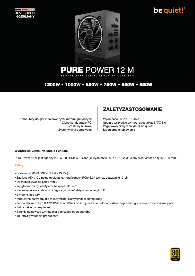 Page n°1 - Catalogue Be Quiet! Pure Power 12 M