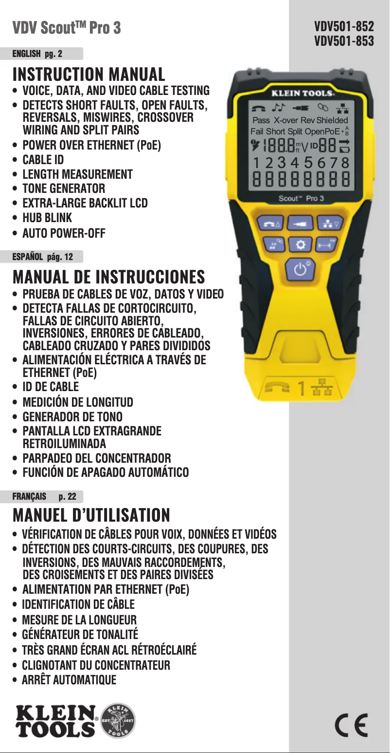 Image de la première page du manuel de l'appareil VDV501-852