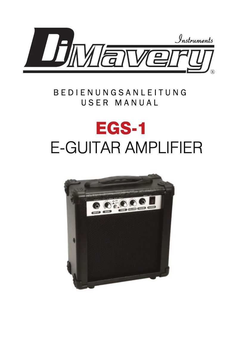 Page n°1 - Manuel utilisateur Dimavery EGS-1
