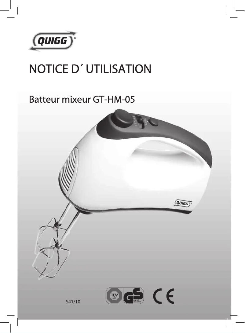 Page 1 de la notice Manuel utilisateur Quigg GT-HM-05