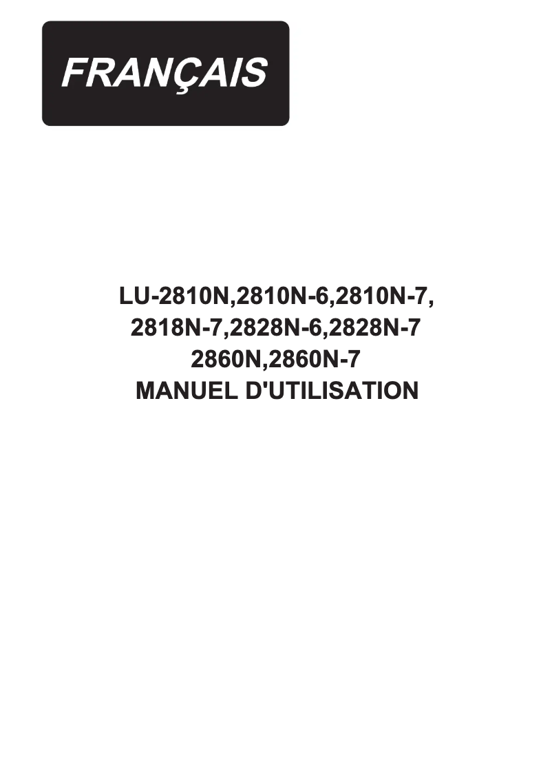 Page n°1 - Manuel utilisateur Juki LU-2810N-7