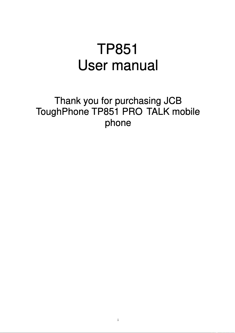 Image de la première page du manuel de l'appareil ToughPhone TP851 Pro Talk