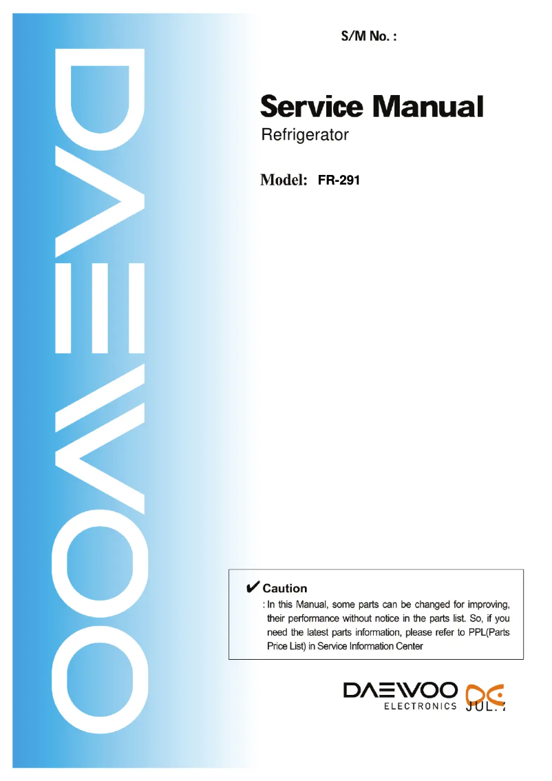 Page 1 de la notice Manuel utilisateur Daewoo FR-291