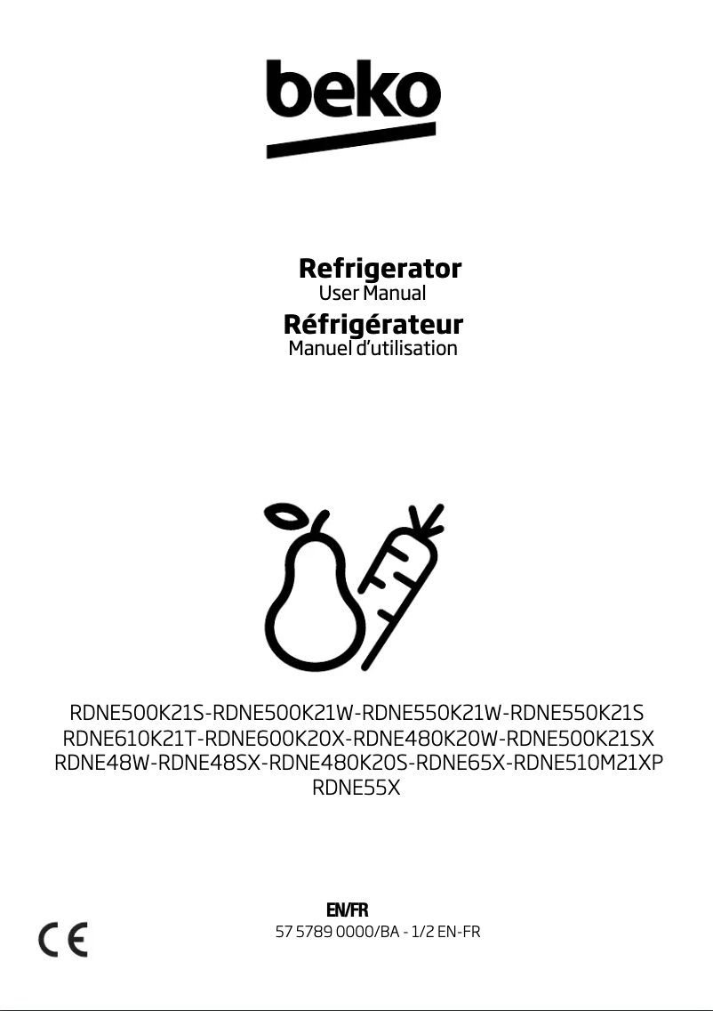 Page 1 de la notice Manuel utilisateur Beko RDNE500K21W