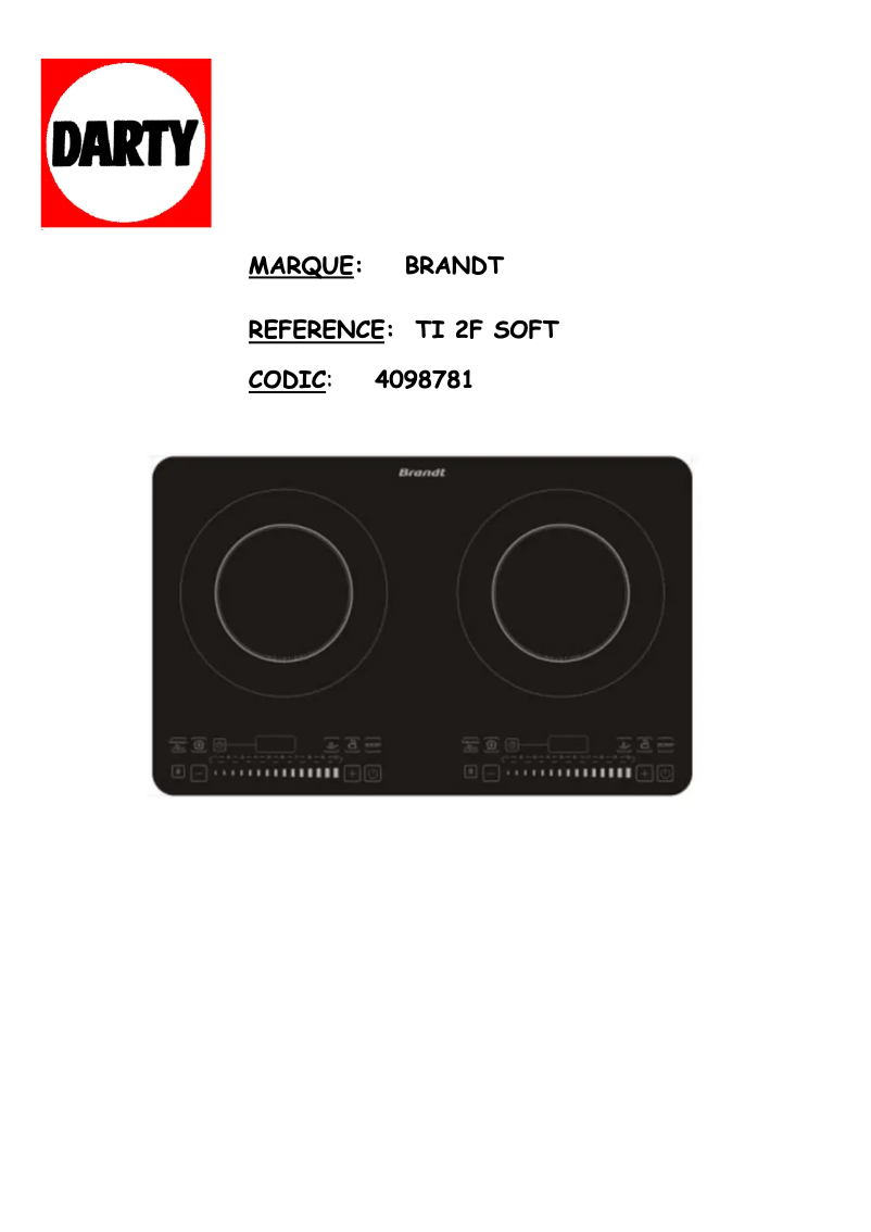 Page 1 de la notice Manuel utilisateur Brandt TI2FSOFT