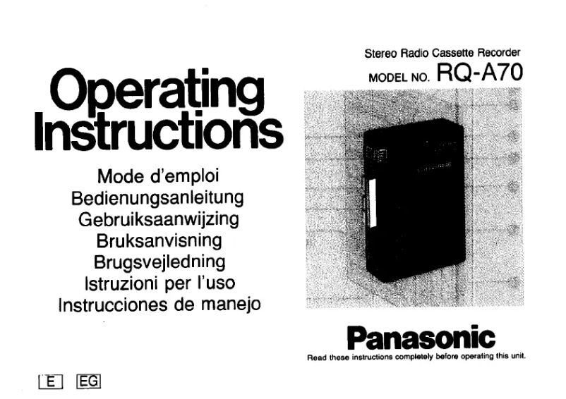 Page n°1 - Manuel utilisateur Panasonic RQ-A70