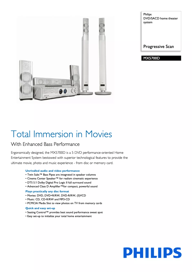 Page 1 of the manual Technical Sheet Philips MX5700D