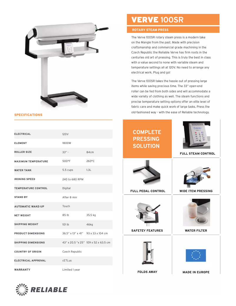 Image de la première page du manuel de l'appareil 100SR