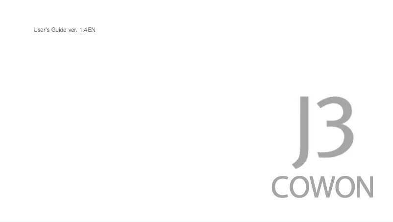 Page n°1 - Manuel utilisateur Cowon J3 Cowon