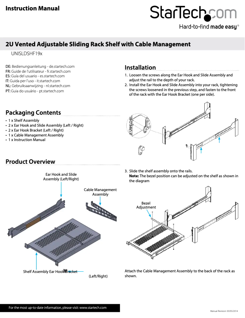 Page 1 de la notice Manuel utilisateur StarTech.com UNISLDSHF19H