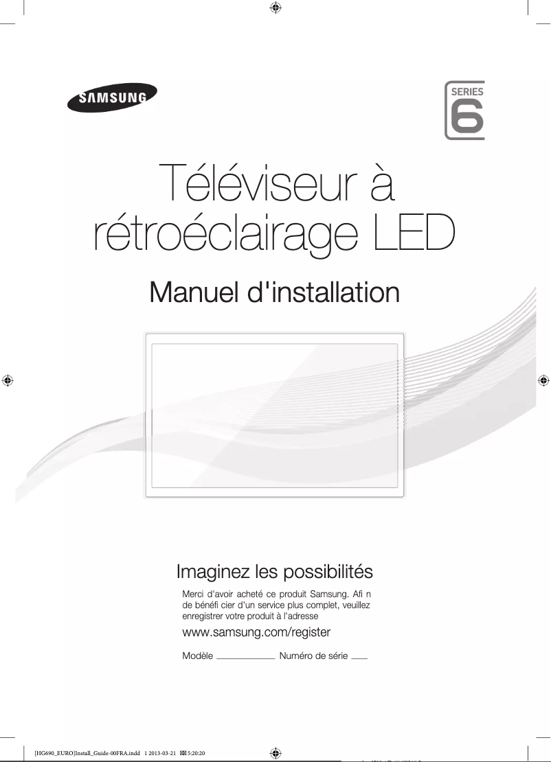 Page 1 de la notice Guide d'installation Samsung HG40EB690QB