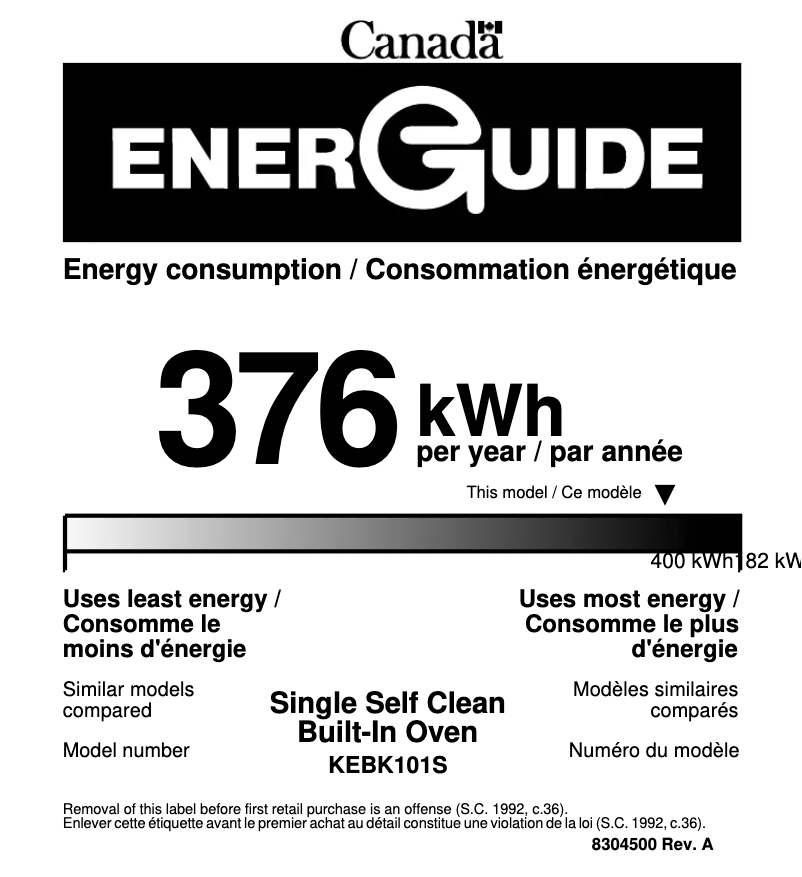 Page n°1 - Label énergétique KitchenAid KEBK101SSS