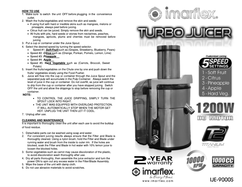 Página 1 del manual Manual de usuario Imarflex IJE-9000S