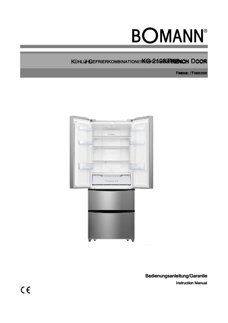 Page 1 de la notice Manuel utilisateur Bomann KG 2198
